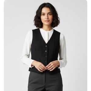 EXPRESS V-Neckline Linen Vest, Women’s XL, Black